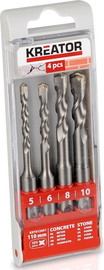 KREATOR סט 4 מקדחי בטון KREATOR 5/6/8/10x110mm קרייטור KRT012601